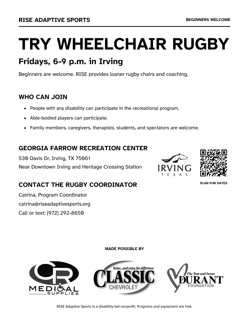 Preview of the black-and-white wheelchair rugby flyer